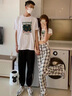 love legend情侶裝夏季短袖t恤上衣服2024新款寬松男女一長一短半袖情侶班服 卡通款  灰綠+灰綠 M 男+S女 曬單實拍圖