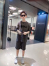 乖妮貓（GUAINIMAO）男童夏裝套裝2025新款中大童韓版洋氣復(fù)古扎染t恤短褲兩件套潮酷 灰色 140 cm 曬單實(shí)拍圖