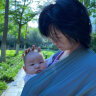 优美珍日本婴儿外出背巾前抱式包裹式双肩透气背带宝宝轻便腰凳抱娃神器 蓝色 均码 晒单实拍图