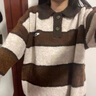 7家優(yōu)品@ POLO領毛衣男生條紋學院風日系秋冬季新款針織衫慵懶風復古加厚休閑外套打底內衫毛線衣 THFS-K63棕色 L 曬單實拍圖