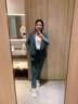 ROEYSHOUSE 羅衣通勤職業(yè)OL套裝女秋裝新款純色西裝外套褲子兩件套02699 孔雀綠 L 曬單實(shí)拍圖