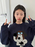 LDBE藏青色復古圓領(lǐng)衛衣女慵懶風(fēng)春秋美式oversize小個(gè)子韓系小眾外套 藏青色【春秋薄款】 L （95-110斤） 曬單實(shí)拍圖