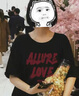 LPOXins新款短袖t恤女韓版寬松原宿bf風(fēng)設計感個(gè)性學(xué)生上衣潮 ALLURE-黑色_  M 曬單實(shí)拍圖