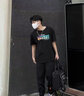 IT.NEW品牌聯(lián)名休閑褲男春夏季新款刺繡拼接運(yùn)動(dòng)長(zhǎng)褲寬松百搭束腳褲子男 黑色（B） L （建議110-130斤） 曬單實(shí)拍圖