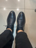 巴克龍（bakeLong）正裝皮鞋男新款商務(wù)休閑皮鞋韓版英倫格子男士皮鞋百搭潮款漸變色 黑色 40 曬單實(shí)拍圖