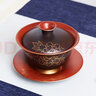 尊壺 功夫蓋碗紫砂茶杯功夫茶具配件紫砂杯三才蓋碗敬茶杯家用泡茶碗 描金牡丹 蓋碗 大紅袍 200ml 曬單實(shí)拍圖