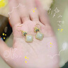 CHOMEL KINSEY蓮花和田玉s925銀耳環(huán)女高級感輕奢古金玉石方糖耳墜女生新年禮物 蓮花方糖耳環(huán) 曬單實拍圖