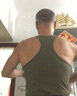 續點(diǎn)工字背心男夏季彈力修身休閑健身緊身運動(dòng)跨欄棉男士吊帶無(wú)袖坎肩 軍綠色 XL 碼128-138斤左右修身版型 曬單實(shí)拍圖