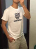 陌汀2026新款短袖T恤男純棉虎頭印花寬松ins潮牌男裝oversize上衣服 白T 0038 L 曬單實(shí)拍圖