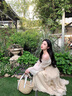 妍莉芬（yanlifen）2025夏季性感荷葉邊吊帶連衣裙森系仙女裙三亞海邊沙灘裙子夏天女 杏色 S 曬單實拍圖