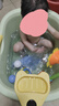 奔麥兒童泡澡桶寶寶洗澡桶浴桶嬰兒洗澡盆沐浴盆家用可坐加大保溫 (0-10歲感溫)【桶+花灑玩具】綠 曬單實(shí)拍圖
