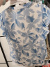 哈吉斯（HAZZYS）【商场同款】哈吉斯HAZZYS 夏季新款衬衫女半开襟素色宽松短袖衬 蓝色BL 160/84A 38 晒单实拍图