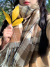 啄木鳥(niǎo)圍巾女氛圍感格子jk秋冬季加厚保暖百搭韓系學(xué)生亞文化情侶圍脖潮 【百搭款】松栗奶油 曬單實(shí)拍圖