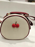 木拓高顏值女包新款簡(jiǎn)約ins甜美時(shí)尚小香風(fēng)圓包單肩斜挎包可愛(ài)圓餅包 米白拼紅 曬單實(shí)拍圖