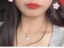艾維拉999足銀三生有幸項鏈女士吊墜鎖骨鏈七夕情人節(jié)生日禮物送女友 白金色 曬單實拍圖