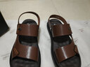 卡帝樂(lè )鱷魚(yú)（CARTELO）夏季涼鞋男真皮軟底防滑沙灘鞋2025新款透氣休閑外穿兩用涼拖鞋 深棕色 41 曬單實(shí)拍圖
