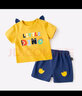 嘟嘟家兒童套裝夏季薄款童裝嬰兒短袖短褲男童新款寶寶夏裝 黃色字母 100cm 曬單實(shí)拍圖