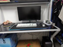 蓝皙电脑桌台式家用书桌简约钢化玻璃书桌书架组合一体办公学习桌子 【套餐必选】电脑桌+滑轮椅（黑面+白架款） 140*60*75cm 实拍图