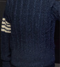 湯姆 布朗（THOM BROWNE）送男士藍色羊毛混紡絞花經(jīng)典四條紋套頭衫 MKA469B Y1506 424 4 曬單實(shí)拍圖