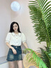羅蒙（ROMON）法式娃娃領(lǐng)短袖雪紡襯衫女夏季2025新款減齡時(shí)尚洋氣別致蕾絲小衫 杏色 M -95-105斤 曬單實(shí)拍圖