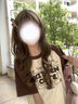 何佳功t恤女純棉短袖寬松2025新款復(fù)古甜妹甜美可愛圓領(lǐng)插肩撞色上衣 棕色拼杏色 L 【建議105-125斤】 曬單實(shí)拍圖