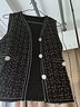 皮爾卡丹（pierre cardin）23年新款馬甲背心女春秋季新款小香風(fēng)粗花呢薄款外搭坎肩百搭馬夾 黑色(好質(zhì)量/精品面料) M 曬單實(shí)拍圖