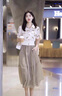 唐菓蜜連衣裙女夏季2024新款女裝韓版時尚氣質(zhì)顯瘦法式復(fù)古港風(fēng)裙子夏天 杏色上衣+卡其色裙 M 曬單實拍圖