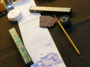 賦比興 國家非遺 鑲嵌螺鈿鎮(zhèn)尺 精品實(shí)木書法創(chuàng)意鎮(zhèn)尺 黑檀木玉石文房四寶中式高檔書畫 螺鈿鎮(zhèn)尺 曬單實(shí)拍圖