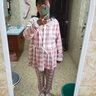 卡拉卡蒙孕婦月子服哺乳睡衣套裝薄款棉質(zhì)長袖春夏產(chǎn)前產(chǎn)后喂奶衣家居2011 2011粉格子 L碼（建議100-120斤） 曬單實拍圖