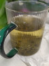 格娜斯日式條紋玻璃杯茶杯帶把手家用喝水杯子果汁飲料杯女夏咖啡杯 綠把豎紋杯350ml單只 曬單實拍圖