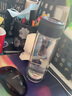 希諾（HEENOOR）玻璃杯雙層耐熱玻璃杯男女式辦公透明帶蓋過濾水杯禮品杯子400ML 富貴灰 曬單實(shí)拍圖