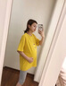 柘雨 孕婦裝夏裝新款時(shí)尚孕婦套裝潮孕媽夏天懷孕上衣寬松韓版短袖T恤孕婦裝夏季純棉 黃色上衣 M(90-120斤) 曬單實(shí)拍圖