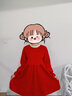 小小不同女童連衣裙冬季3-15歲兒童紅色新年拜年服中大童過(guò)年衣服女孩裙子 紅色 170cm 曬單實(shí)拍圖