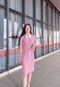 經(jīng)典故事（JANE STORY）2025夏季新款粉色職業(yè)連衣裙女別致氣質(zhì)女神范高端正式場(chǎng)合中長(cháng)裙 A03粉色 L 曬單實(shí)拍圖