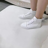 狄德拉牛皮高幫鞋女春夏百搭平底休閑小白鞋魔術(shù)貼軟底韓版簡(jiǎn)約顯瘦板鞋 黑色(單里) 37 (235mm) 曬單實(shí)拍圖
