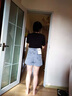 安卡丹牛仔短褲女高腰夏季破洞修身外穿熱褲韓版薄款A字女生褲子潮6656 藍色 27 【96-105斤】 曬單實(shí)拍圖