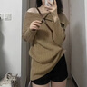 熒蒂一字肩毛衣女秋冬季2025新款慵懶風(fēng)內(nèi)搭卡其色感露肩針織衫女上衣 卡其色 M 曬單實(shí)拍圖
