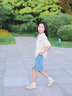 朱阿姨女大童短袖t恤夏季2025新款女童初中生夏裝polo衫青少年半袖上衣 米杏色 150 曬單實(shí)拍圖