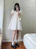 格邏恩夏季短袖新款連衣裙女學(xué)生少女生裙子夏天2023法式小眾收腰初戀裙 白色 均碼（可備注碼數(shù)） 曬單實(shí)拍圖