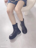 百麗踏短筒靴子女2025年春秋新款單靴馬丁靴松糕厚底瘦瘦切爾西短靴 黑色 36 曬單實(shí)拍圖