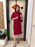 羅蒙（ROMON）媽媽裝秋裝連衣裙丈母娘中長款裙子喜婆婆婚宴時尚禮服中老年女裝 紅色 XL 建議105斤以內(nèi) 曬單實拍圖