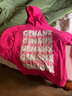 閃電潮牌（GENANX）連帽衛衣男情侶款秋冬字母印花個(gè)性百搭上衣 玫紅色 S 曬單實(shí)拍圖