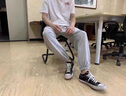 啄木鳥(niǎo)休閑褲男褲子春秋款薄款潮流純色寬松運動(dòng)束腳褲春夏季男士長(cháng)褲 WK602-1灰色 XL 曬單實(shí)拍圖