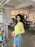 Polo Ralph Lauren 拉夫勞倫 女裝 經(jīng)典款修身版圓領(lǐng)針織毛衫RL23441 700-黃色 S 曬單實(shí)拍圖