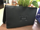 V.V.Brown牛皮手包男士手拿包大容量時(shí)尚手抓信封包 黑色 曬單實(shí)拍圖