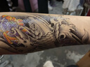 紋墨軒 花臂鯉魚防水紋身貼雙色鯉魚紫蓮花紋身貼紙男士女刺青小腿手臂 曬單實(shí)拍圖