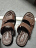 红蜻蜓男鞋凉鞋男夏季真牛皮舒适商务休闲沙滩鞋 棕色 43 实拍图