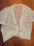 歌米拉 針織衫女開(kāi)衫冰絲夏季新款七分袖短款衫外搭披肩空調衫 白色 M 曬單實(shí)拍圖