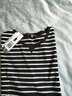 蕾諾希 條紋短袖T恤女夏棉中年女士百搭遮肚體恤衫2022夏裝新款韓版上衣8360 黑白條紋 3XL（建議135-145斤） 曬單實(shí)拍圖