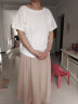 苏彩尼棉麻连衣裙女装2024年夏季新款小个子时尚休闲收腰显瘦中长款裙子 上白下卡其 XL（建议120-130斤） 实拍图